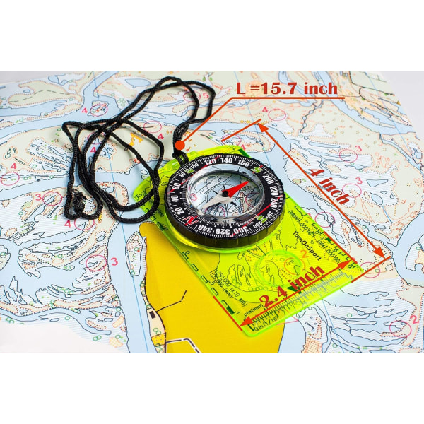 Multifunktionelt kompas Akryl kompas kort Ruler Orienteering Co