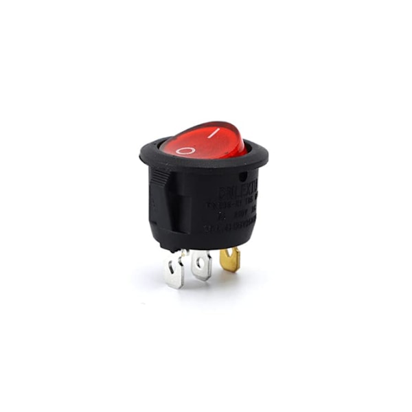 CABLEPELADO 3-pin SPST ON-OFF vippebryter - 3-terminal bryter - 6A 250VAC - 10A 125V - rød LED