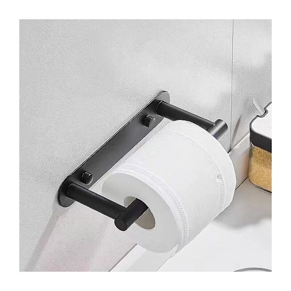 Toalettpappershållare, förvaringsstöd, hållbar, robust, enkel installation, tornrullstöd, väggstöd för, svart