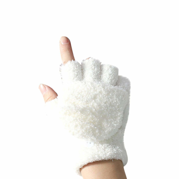 Hanske vår og vinter par enkle kuldesikre hansker korallfløyel flip halvfingerhansker nye fingerløse hansker