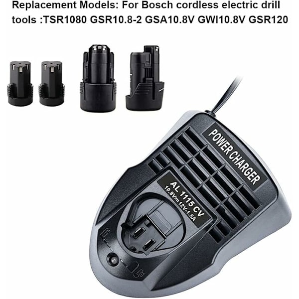 AL1115CV 10.8V 12V 1.5A Litiumioniakkulaturi Virtalähde Bosch Li-ion Porakone/Ruuvinväännin BC430 BC330, 2 607 336 996 BAT411,