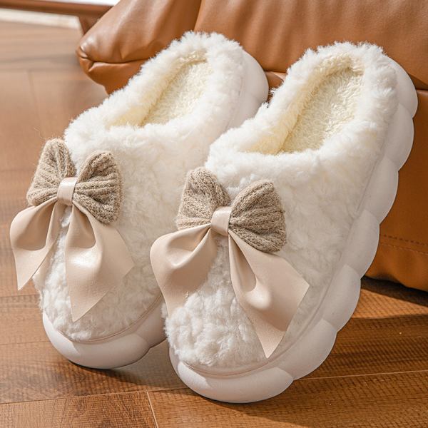 Tofflor för kvinnor vinter varma tjocksulor hushåll fluffiga söta fluffiga tofflor 24,5 cm