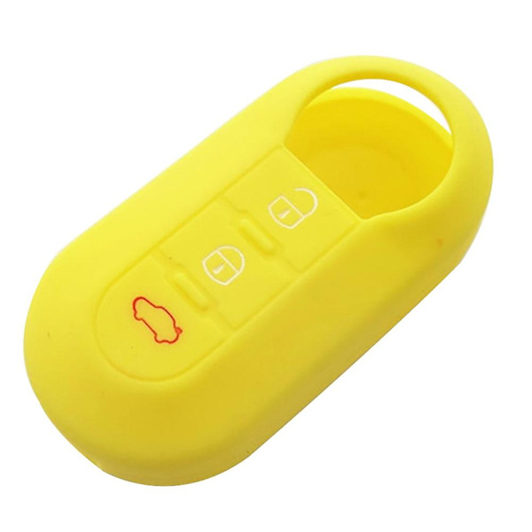 3 knapper silikon flip fjernkontroll bilnøkkel beskyttelse deksel etui for Fiat 500 gul