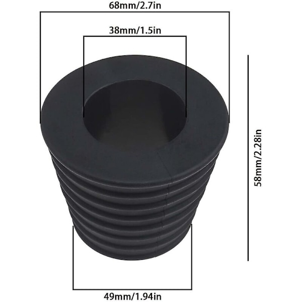 2x Gummibeskyttelse til paraplyfod, hulprop til parasolbase, bord, terrasseparaply, 1,5 tommer/38 mm, sort