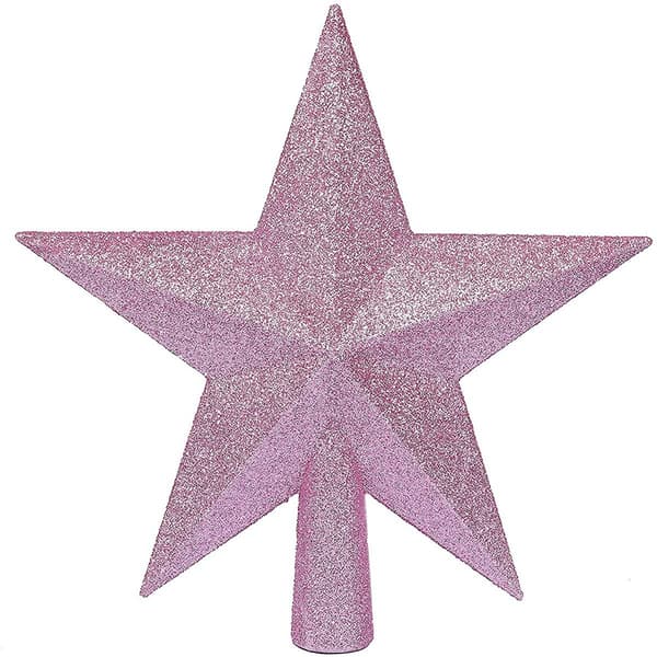 Juletræ Glitter Stjerner Trætop 8 Tommer Julepynt til Jul - Guld+Rød+Pink