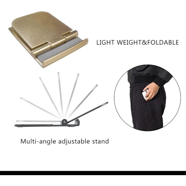 5 stk. Universal Foldbar Mobiltelefon Stativ til Tablets, Læsere, Mini iPad, Smartphone
