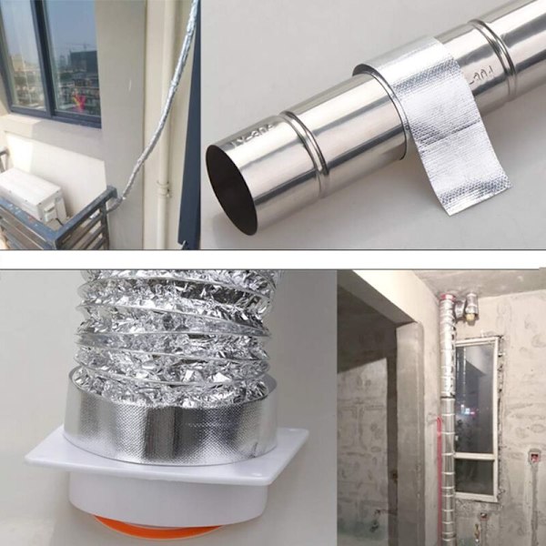 Aluminiumtejp tätningsremsa 48mm x 3m förstärkt med glasfiberväv för ventilation, temperaturresistens -30120 ° C, silver