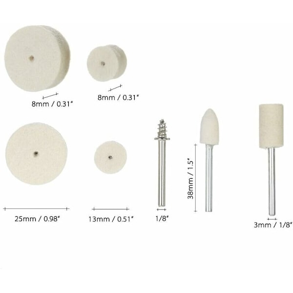 129 stk. Uldfilt Slibeskive Poleringsværktøj Metaloverflade Poleringstilbehør til Dremel Rotary Tool