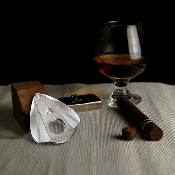 Cigarer, vanddråbeformet rustfrit stål cigarskærer Super dobbeltkantede blade Guillotinesaks til de fleste størrelser cigarer