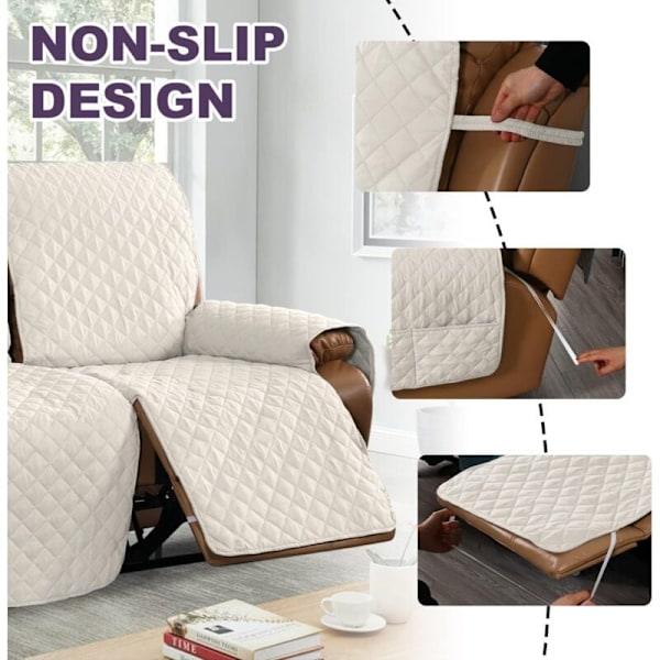 Sklisikkert trekk til hvilestol, hvilestoltrekk med elastisk stropp, sofa for hjem med kjæledyr og barn (Elfenben, 2-seters/Loveseat)-