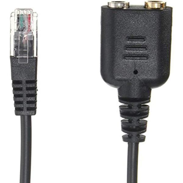 Hodetelefonadapterkabel med hann 2 x 3,5 mm til hunn-kontakt for fasttelefon