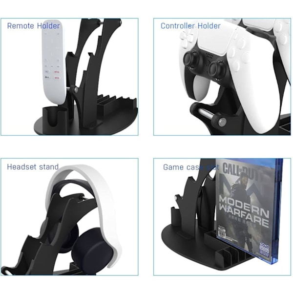 Gamepad-hållare för Xbox Series, spelheadset och fjärrkontroll, universell hållare för Xbox, PS5, PS4, PS3, Switchblack Multifunktion för