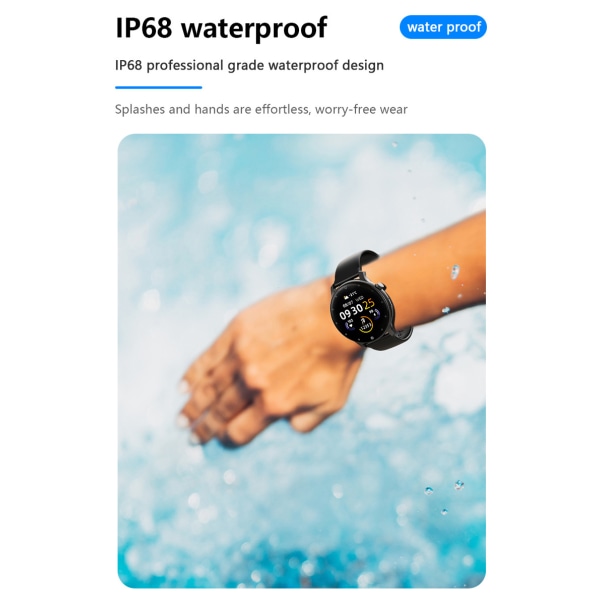 Smartklokke for menn og kvinner elektronisk bluetooth vanntett pulsmåler sportsklokke(svart)