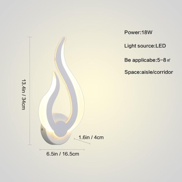 LED sisäseinävalaisin, 10W moderni seinävalaisin, liekin muotoinen seinä yövalo 3000K lämmin valkoinen keittiön portaikko makuuhuoneen käytävälle, 220V IP20