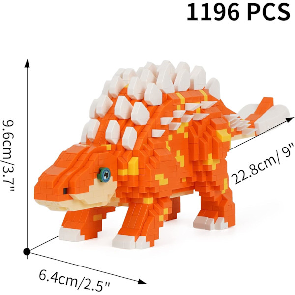 Dinosaur Byggesæt, DIY Mini Byggesæt Legetøj, Dinosaur Legetøj, Gave til Voksne og Børn (Ankylosaurus)