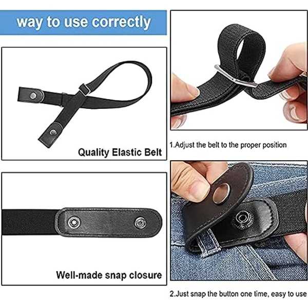 Brunt belte uten spenne, usynlig elastisk belte, justerbar belte
