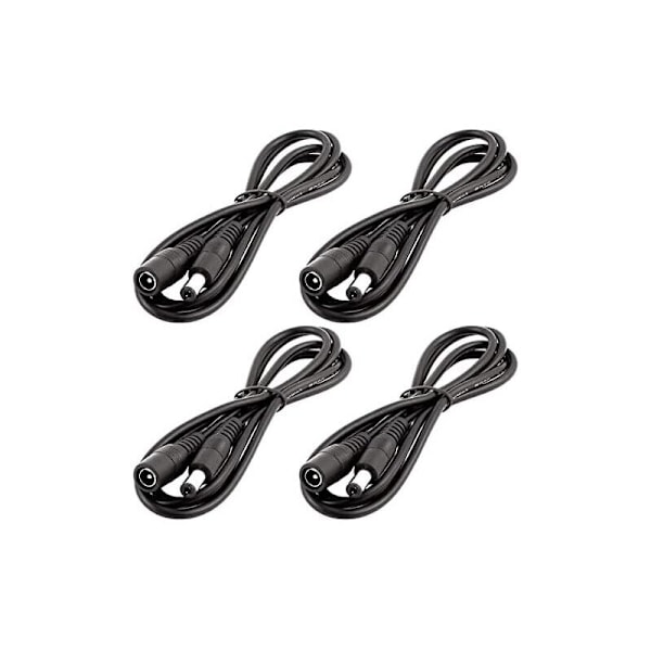 4 stk. 1m DC 12V Forlængerkabel DC Stik 5.5mm x 2.1mm DC 0-36V Strømkabel Han til Hun Forlængerkabel til Bilmonitor, CCTV Kamera, LED Strip, Sort