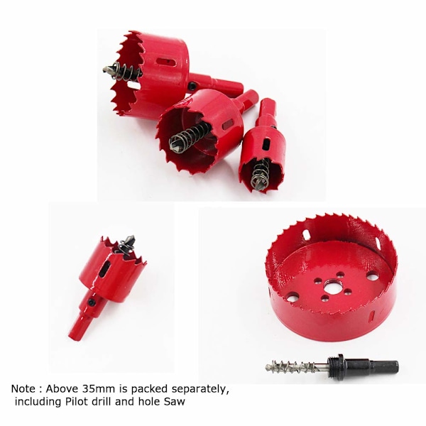 12 stk. Store Hulsave af Bi-Metal til Boring af Paneler, Plastik, Rør, Træ, Fiberplader, Blødt Metal 18-75mm