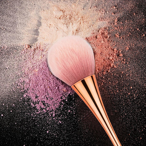 2 st stora mineralpuderborstar, mjuka fluffiga sminkborstar för foundation, rouge och highlighter, buffing, konturformning (roséguld)