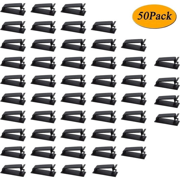 Cable Management, 50PCS Adhesive Wire Organizer Cable Clips for Ethernet Cables and Cable Management System for TV, PC, Laptop, Desk