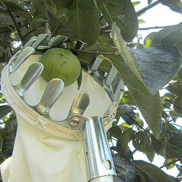 Fruktplukker, fruktplukkere Metall hageplukkeverktøy for fruktplukking med oppsamlingspose for eplehøst, sitrus, pærer, ferskener, hagearbeid