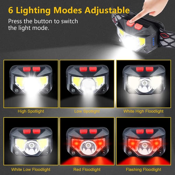 Hodelykt, kraftig USB-oppladbar LED-hodelykt, superlys 500lm, 8 lysmoduser