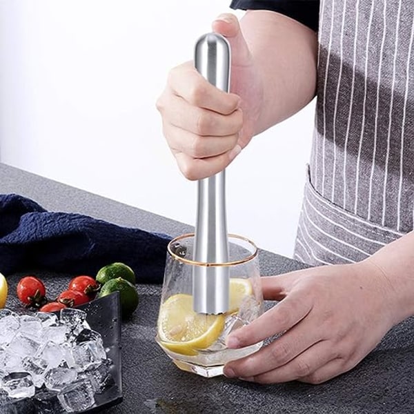 Stainless Steel Cocktail Muddler, Cocktail Stirrer Lemon Bar Tool, Create Delicious Mojitos, 18.5cm