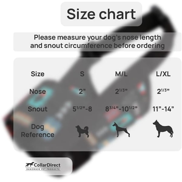 CollarDirect Nosgrimma för små, medelstora och stora hundar, mjukt andningsbart nylon, säkerhetsmönster, munskydd, anti-bit, Ab