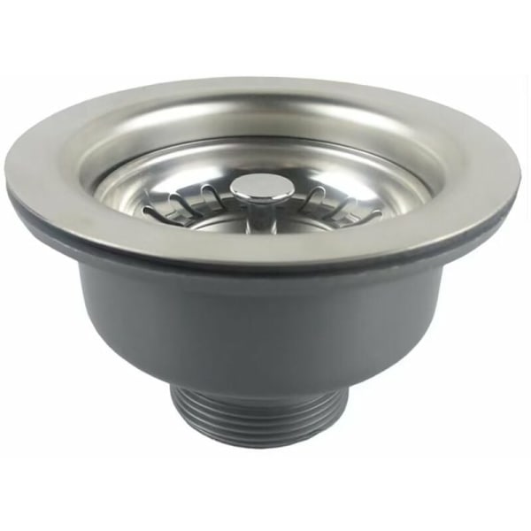 Diskhoavlopp utan överfyllning Rostfritt stål Korg ø 114 mm 1½\", Rostfritt stål + ABS, Avlopp + Korg