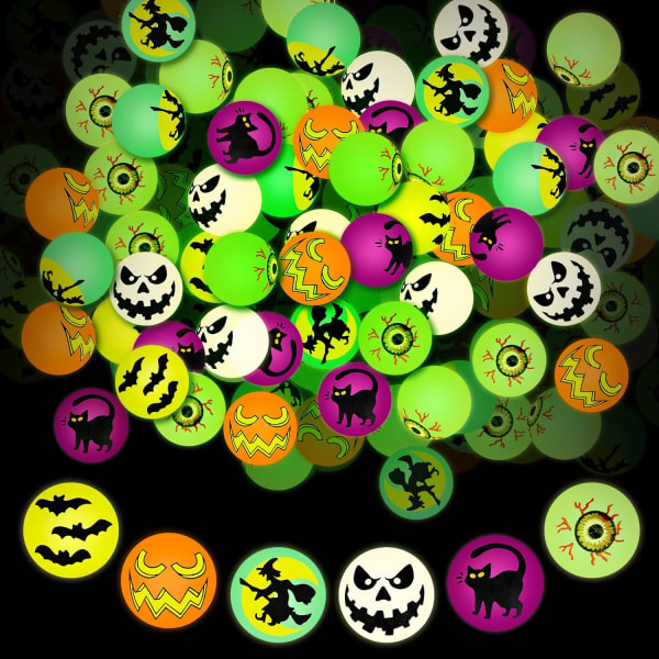40-pack Halloween hoppebolde lyser i mørket 32 ​​mm Halloween-tema skræmmende øjne hoppende bolde Børnelegetøj (flere farver)