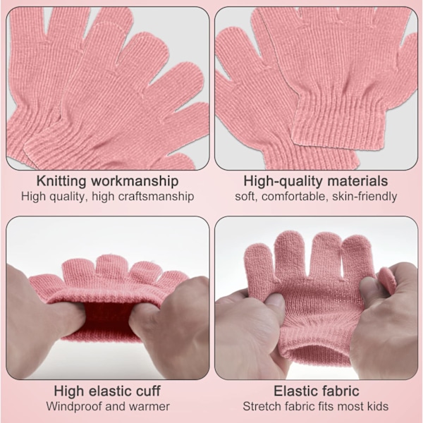 Barnens vintervarma mössa halsduk handskar set, varm stickad virkad tjock fluffig småbarnsmössa Pom Pom mössa varm handskset för flickor pojkar barn