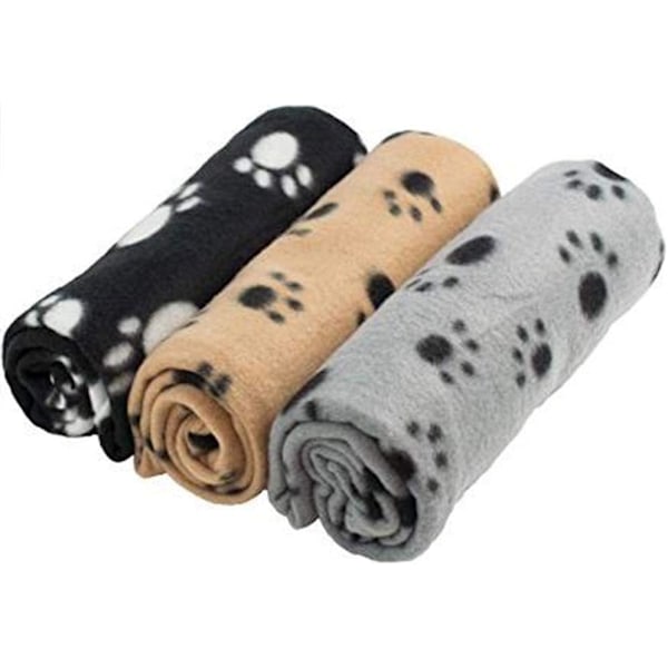 3 Stykker Fluffy Dyreplaid Plys Super Blød Varmt Vaskbar Katteplaid Sofa Puder Blød Tæppe Sengetæppe til Hund og Kat (100*70cm)