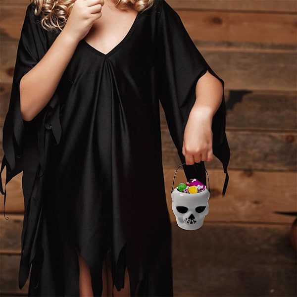 10 stk Mini Candy Bucket Witch Cauldron med håndtak Cauldron Halloween Candy Holder Pot Skull Heads Shaped Kettles Cups Trick Or Treat Party Candy B