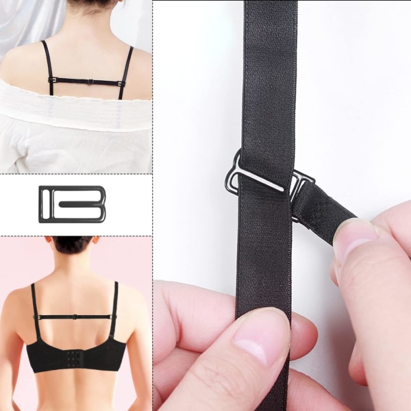 8 stk. BH-klips Elastiske BH-stropper Klips til Kvinder Justerbare Anti-slip BH-stropholdere