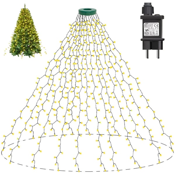 Juletre lyslenke 2 m x 16, 400 LED (1-2,4 m), 8 moduser, juledekorasjon for hus, hage, terrasse (varm hvit)