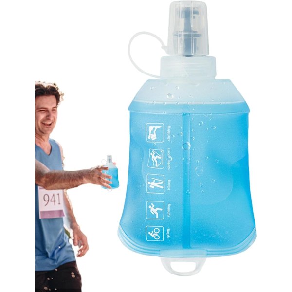 Mjuk vattenflaska - Mjuk hopfällbar vattenförvaringsväska, 150 ml TPU-vattenpåse hopfällbar sportdryckesflaska för vandring