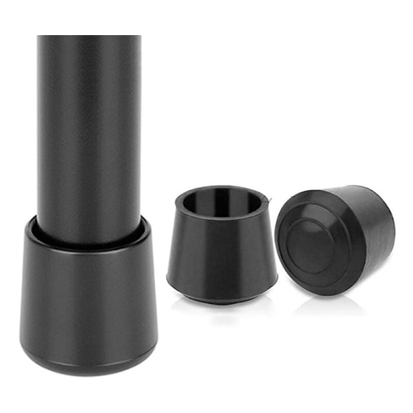 Sæt med 4 runde skridsikre dupper i syntetisk gummi til stoleben 30 mm, 3,0 cm i diameter, sort