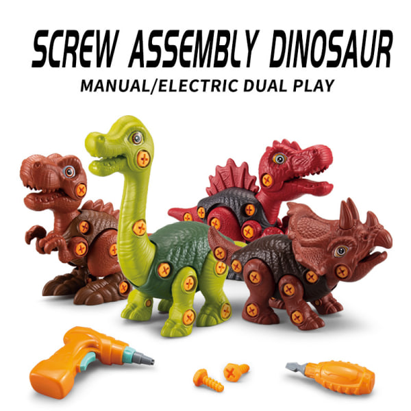 Dinosaurlegetøj til 3 4 5 6 7 8-årig dreng, adskilt dinosaurlegetøj til 3 - 5 5 - 8 børn byggelegetøj med elektrisk boremaskine, julefest fødselsdag