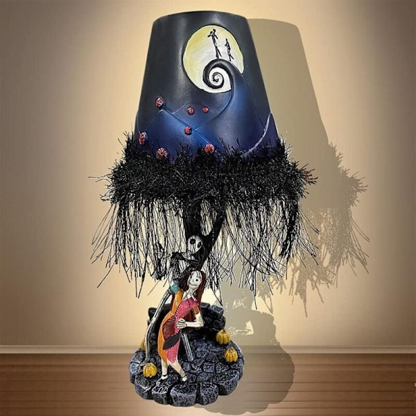 Halloween bordlampe Dekorasjon av kontor lyser opp LED måne måneskinn bordlampe figur resin modell leketøy modell