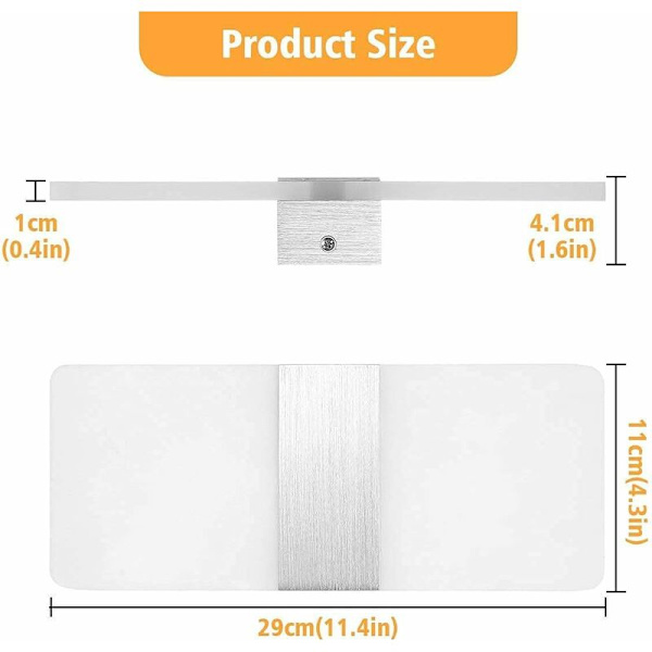 2-pack LED-vägglampa för inomhusbruk 12W Varmvitt 3000K AC 230V Akryl Vägglampa Modern Design Dekorationsvägglampa för Vardagsrum Sovrum Hall Bad