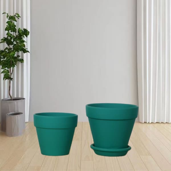 Rund Planter - Lättviktig Inomhus/Utomhus Plastkruka med Dräneringsplugg, Rustik Sten