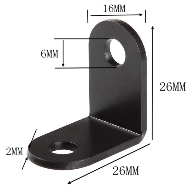 BR-Vie 20 stk 90 graders rettvinklet brakett, 26 x 26 MM vinkelbrakett stål hjørnebrakett hjørnebrakett, svart monteringsbrakett for å fikse møbler