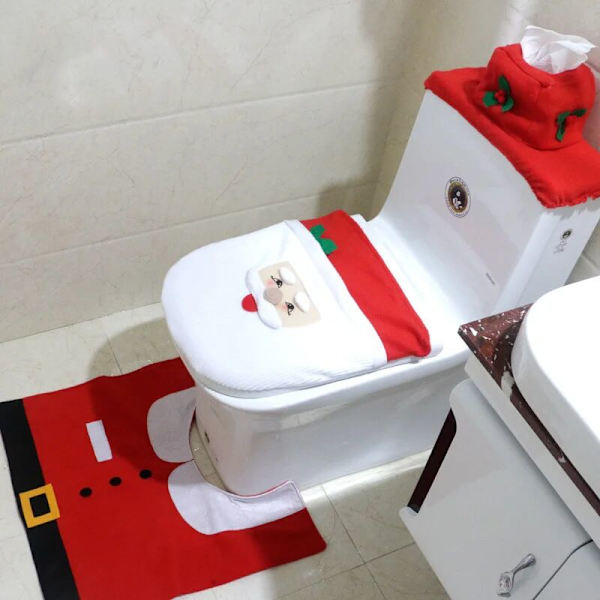 1Set Joulu Santa Claus WC-istuimen kansi Matto Koti Dekor Joulu WC-kannen kotelo Kylpyhuone Matto Xmas Koristelahjat