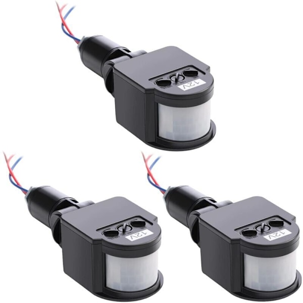 3st Automatiska Infraröda Rörelsedetektorer Svarta Rörelsedetektorer Rörelsesensor Utomhus Ljusbrytare Pir Dc 12v Rörelsesensor Pir Sensor för Vägg Inomhus