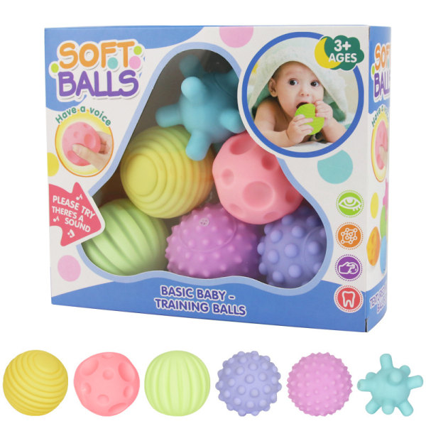 Mine første baby multi-teksturerede bløde sensoriske bolde, flerfarvede