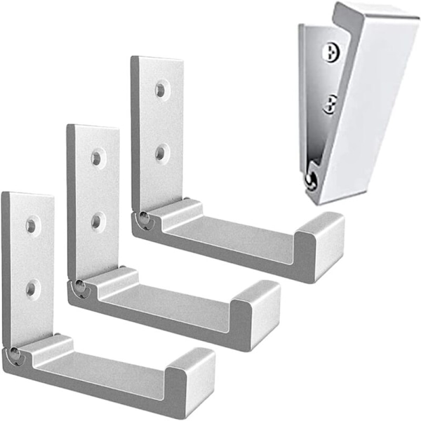 Set med 4 hopfällbara väggkrokar - krok för osynliga kappor, aluminium väggkrok, väggupphängningskrok i aluminiumlegering hopfällbara kilar i 90 ° - argent