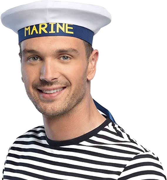 2 stk. sømandshat til voksne, hvid, one size
