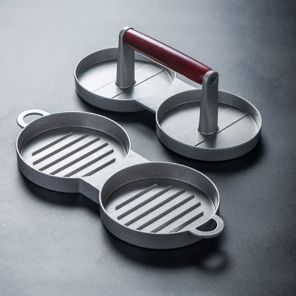 Hamburgerpress, Hackbiffburgarepress med dubbelform, 12 cm