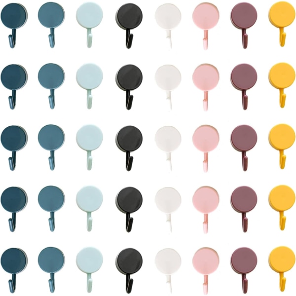 40 selvklæbende plastikkroge Holdbare farverige vægkroge Nøgle Ho