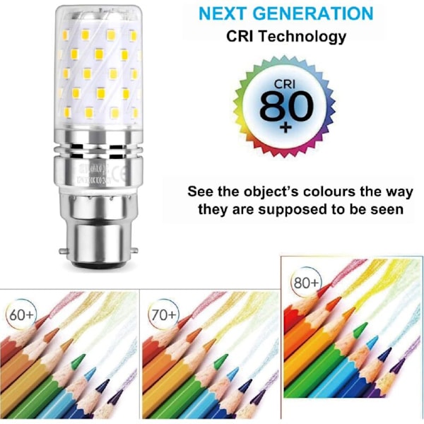 LED Majspære 12W, svarende til 100W glødepærer, B22 bajonetfatning, 3000K varm hvid, 1450LM, pakke med 4